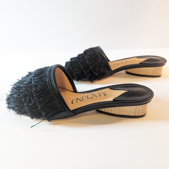 Mack J Black Fringe Slip On Mule Slipper - Picture 6 of 10